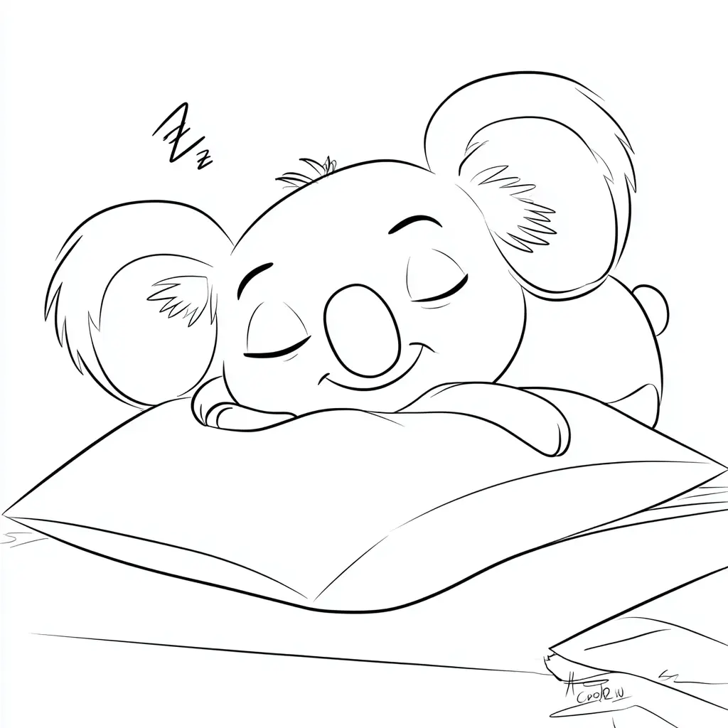 Dibujo de un koala dormilón para colorear
