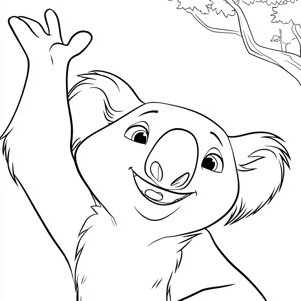 Dibujo de koala saludando para colorear
