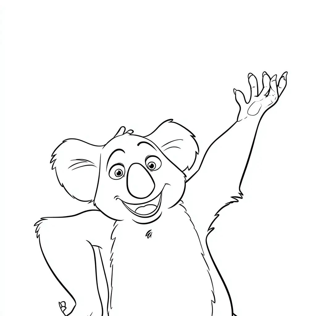 Dibujo de koala de caricatura para colorear