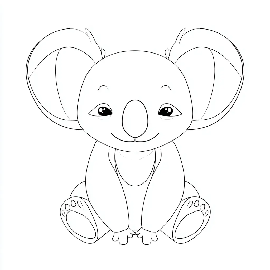 Dibujo de koala cartoon sentado para colorear