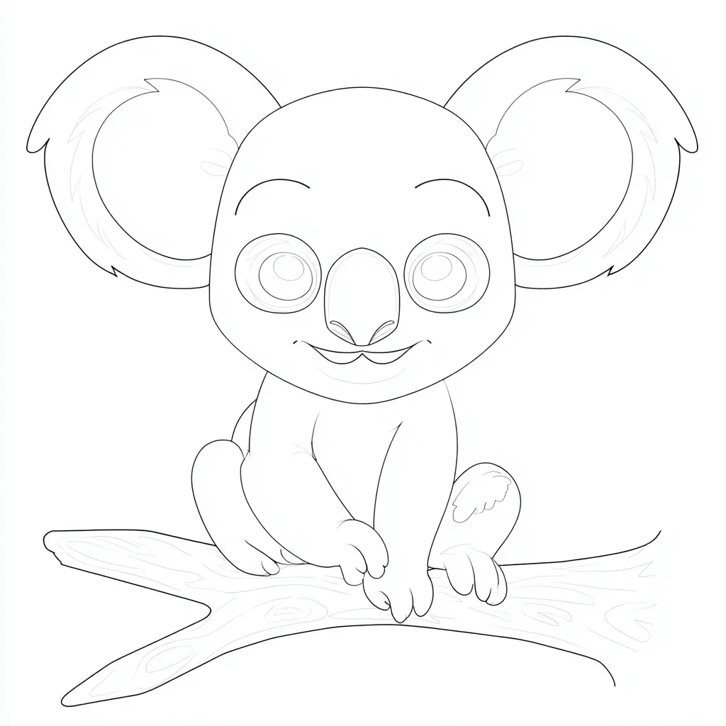 Dibujo de koala de trazos finos para colorear