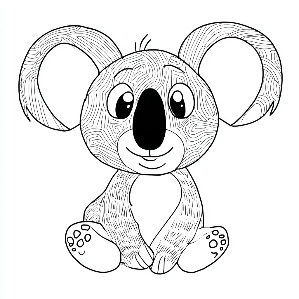 Dibujo de koala cartoon zentangle para colorear