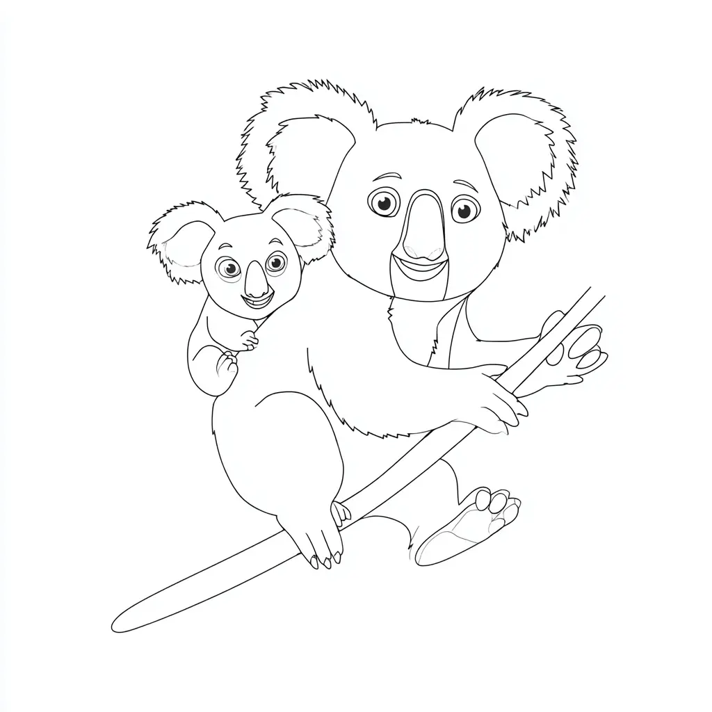 Dibujo de trazos finos de koalas para colorear