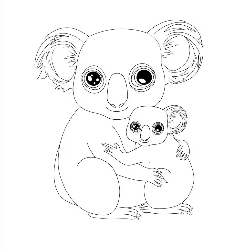 Dibujo de abrazos de koalas para colorear