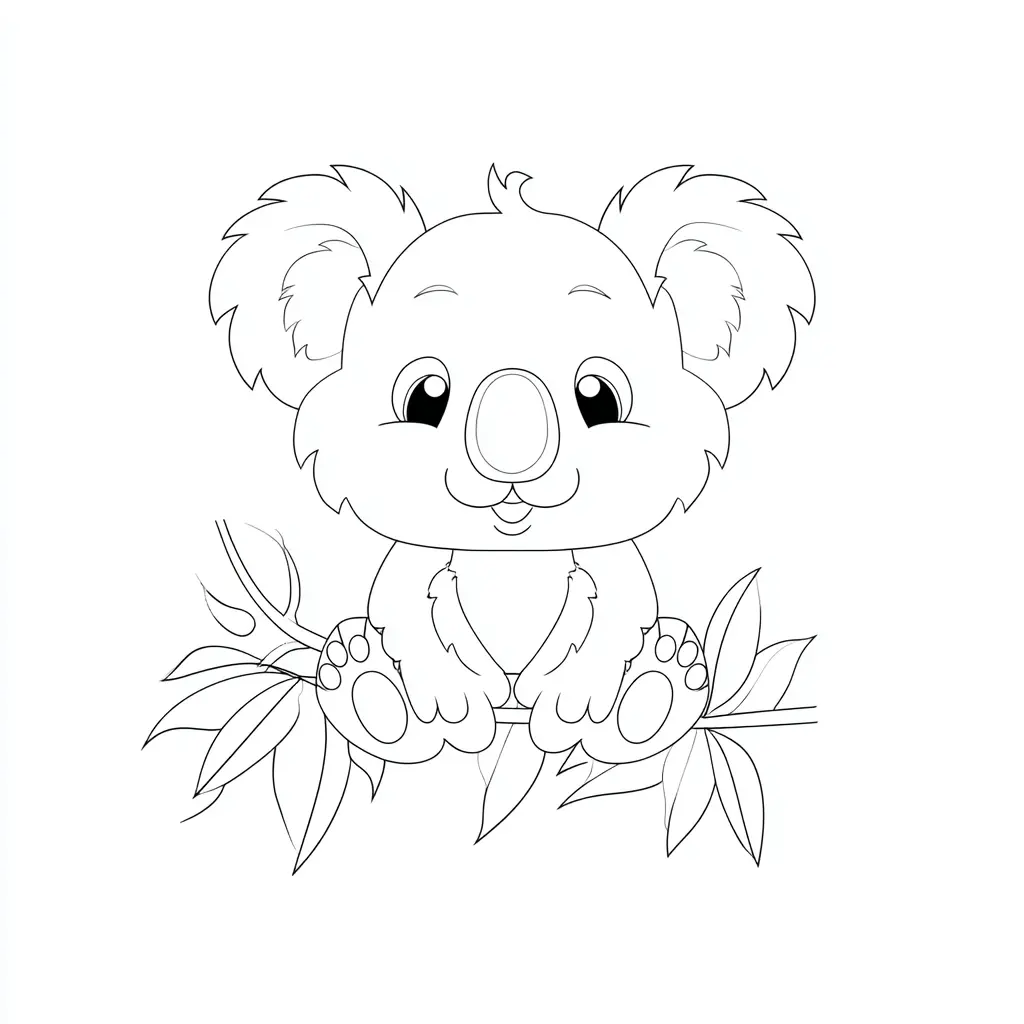 Dibujo de koala de dibujos animados para colorear