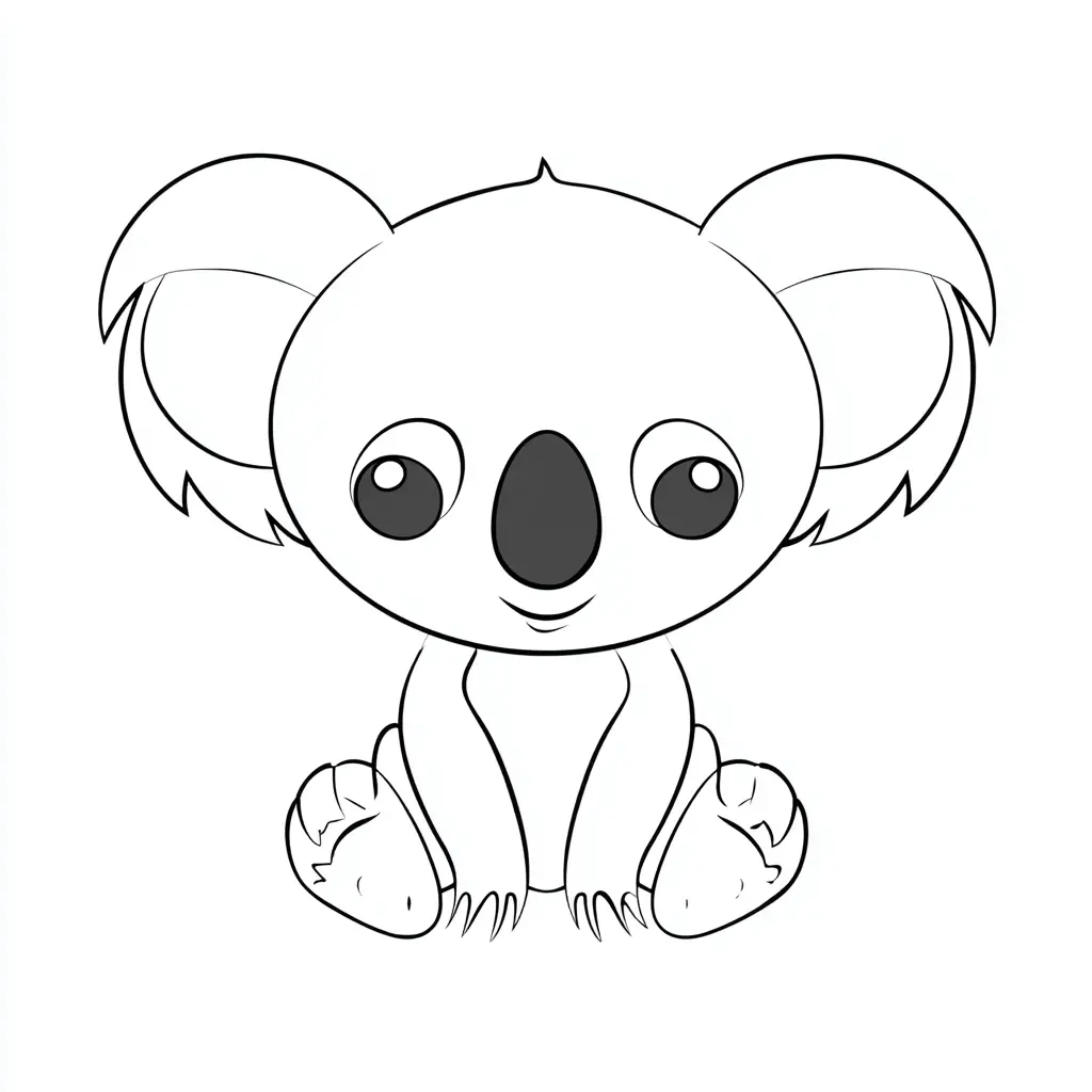 Dibujo de koala kawaii adorable para colorear