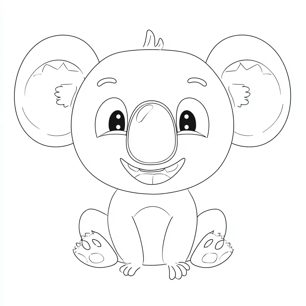 Dibujo de koala risueño estilo chibi para colorear