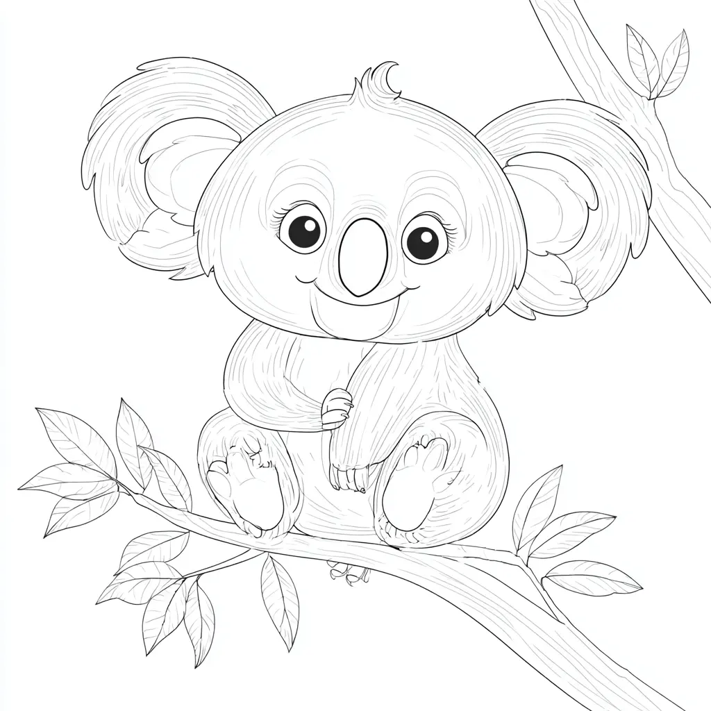 Dibujo de koala chibi divertido para colorear