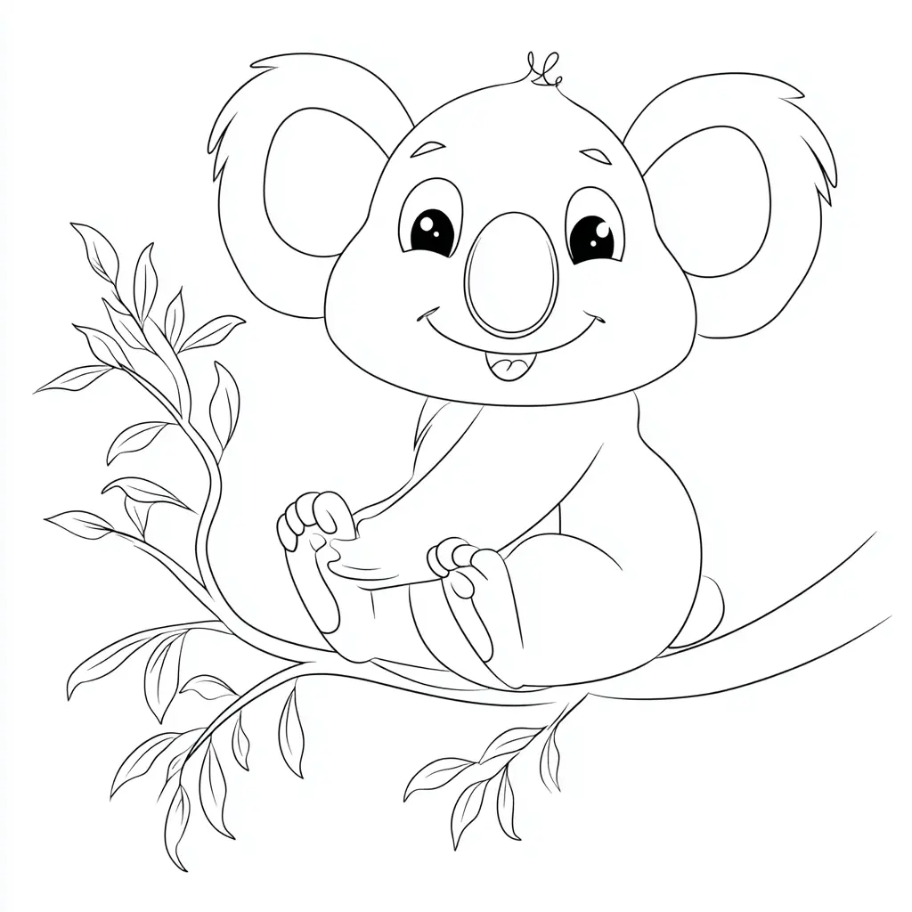 Dibujo de koala estilo cartoon para colorear
