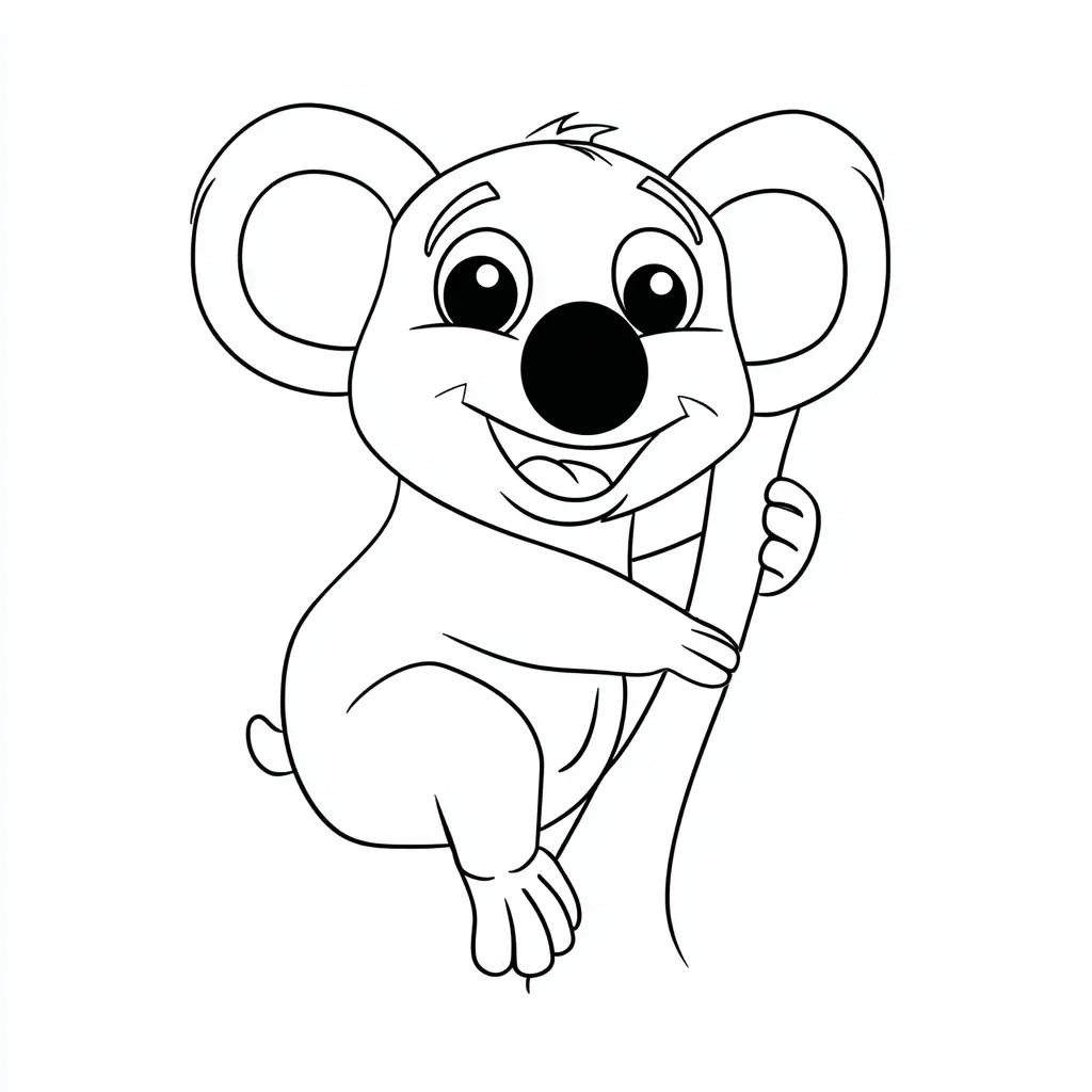 Dibuo de koala sencillo en una rama para colorear