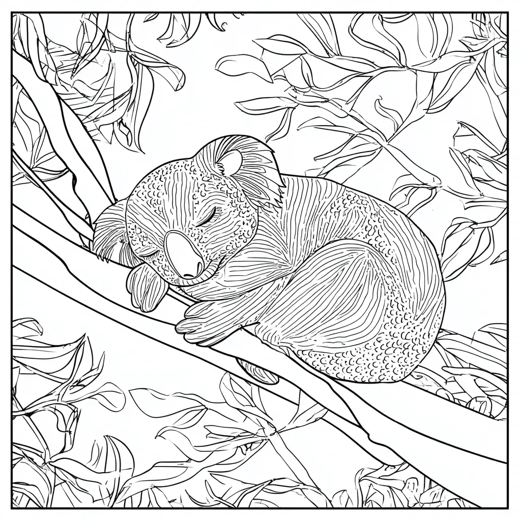 Dibujo de koala zentangle dormido para colorear