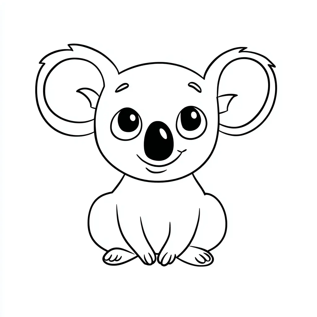 Dibuo de koala mimoso de trazo fácil para colorear