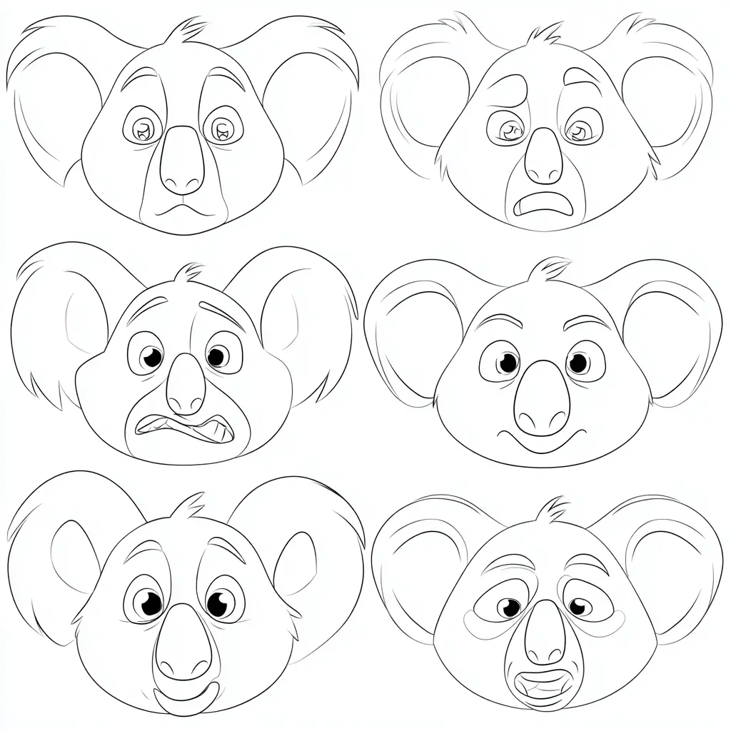 Dibujo de emociones de koala para colorear