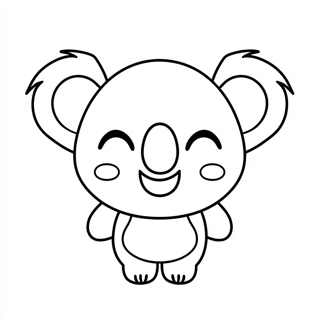 Dibujo de koala con formas redondeadas para colorear