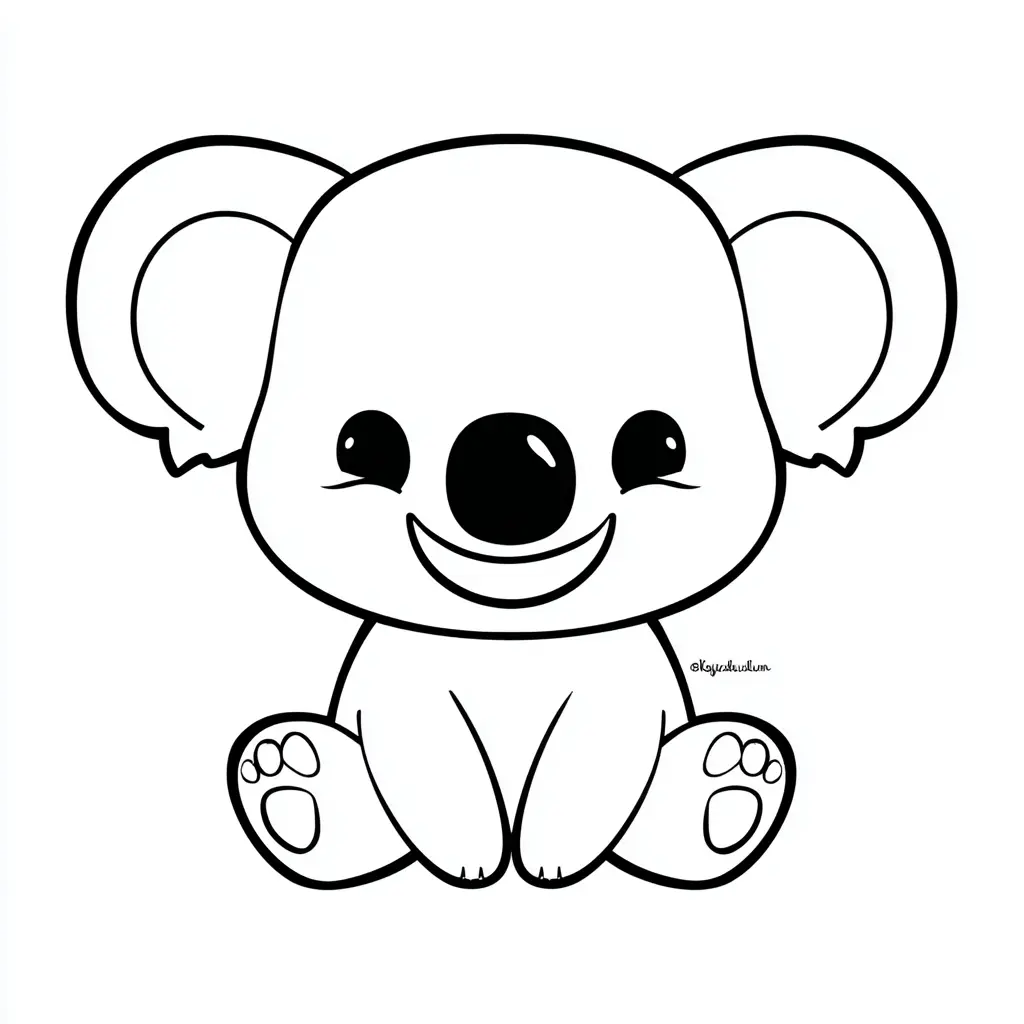 Dibujo de pequeño koala feliz para colorear