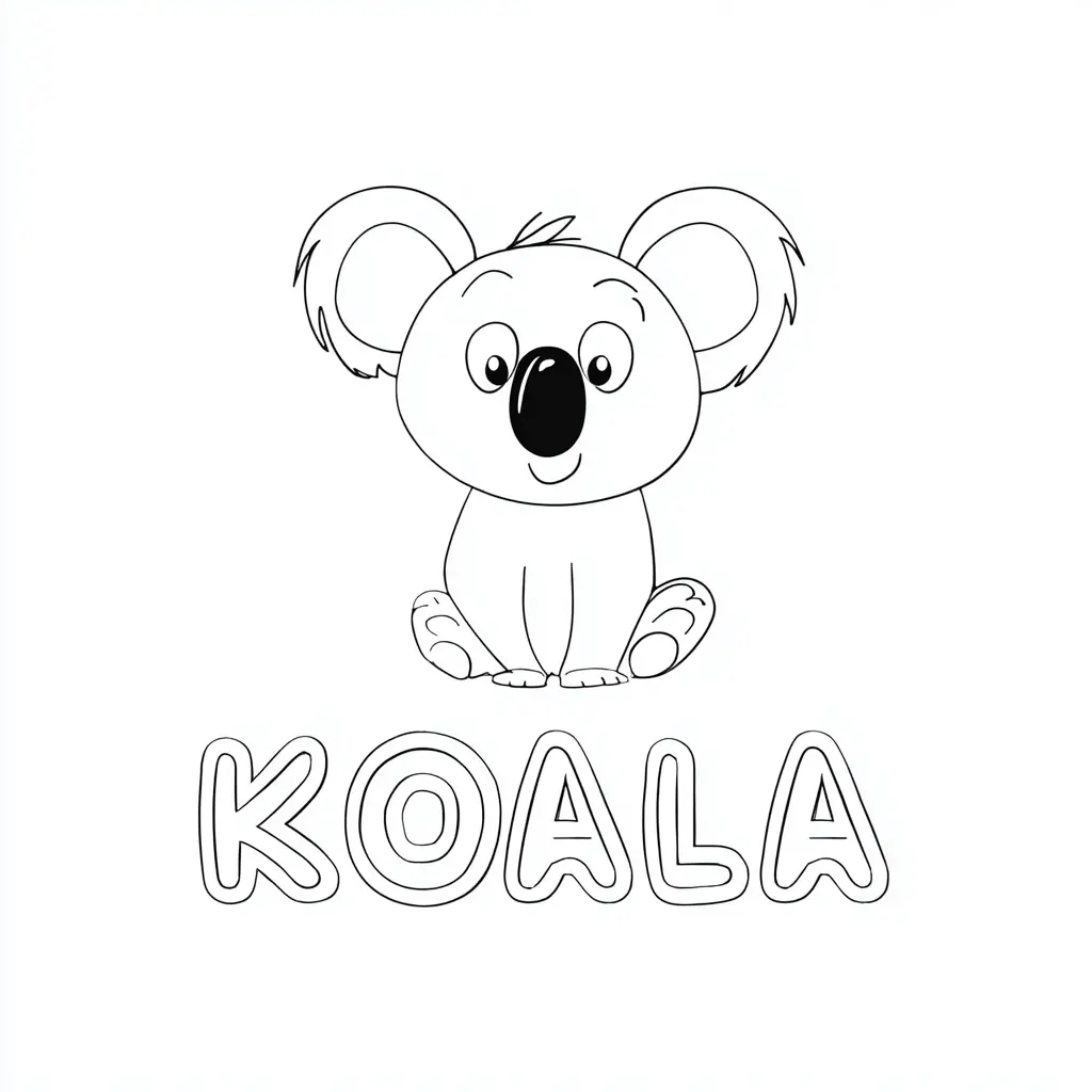 Dibujo de un koala y el nombre para colorear