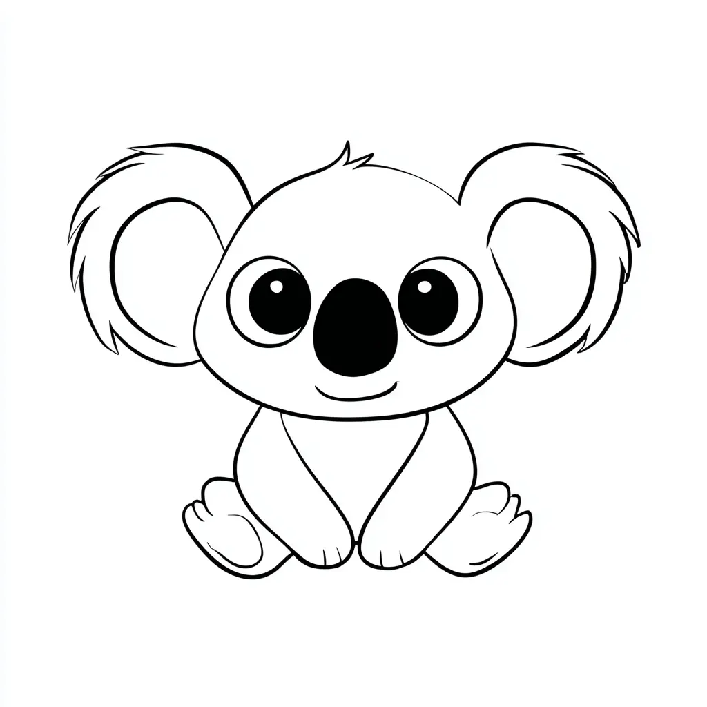 Dibujo de lindo koala kawaii para colorear