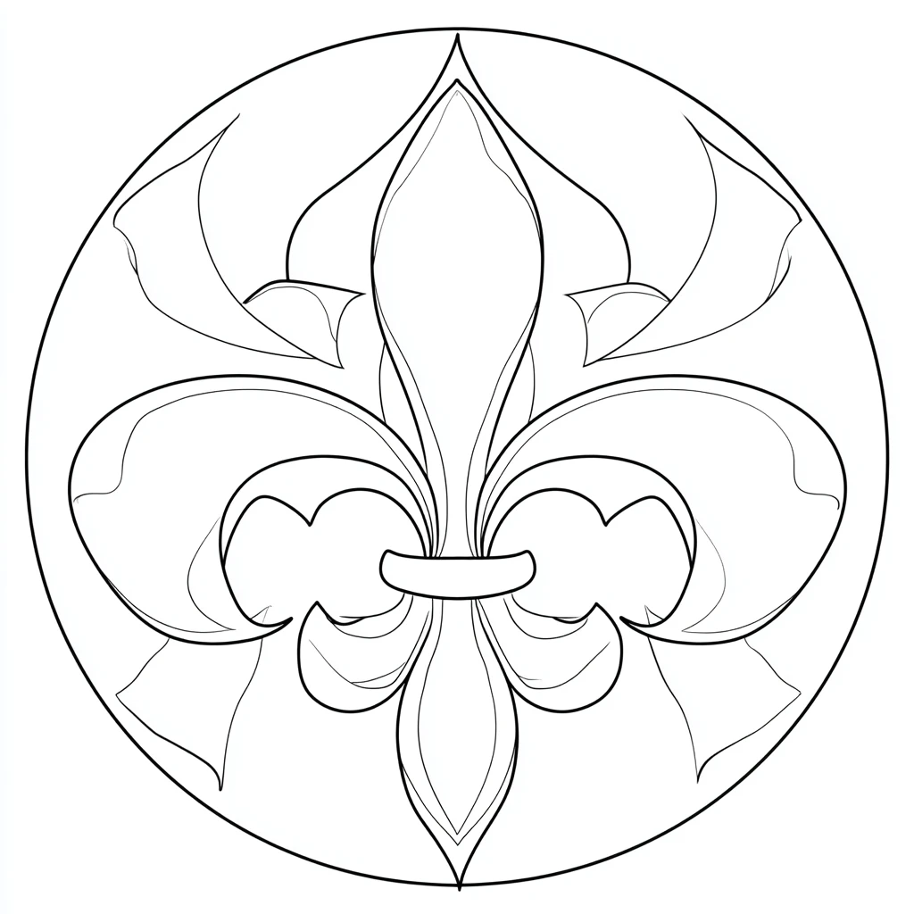 Dibujo de mandala de flor de lis de trazo simple para colorear Dibujo de mandala de flor de lis de trazo simple para colorear