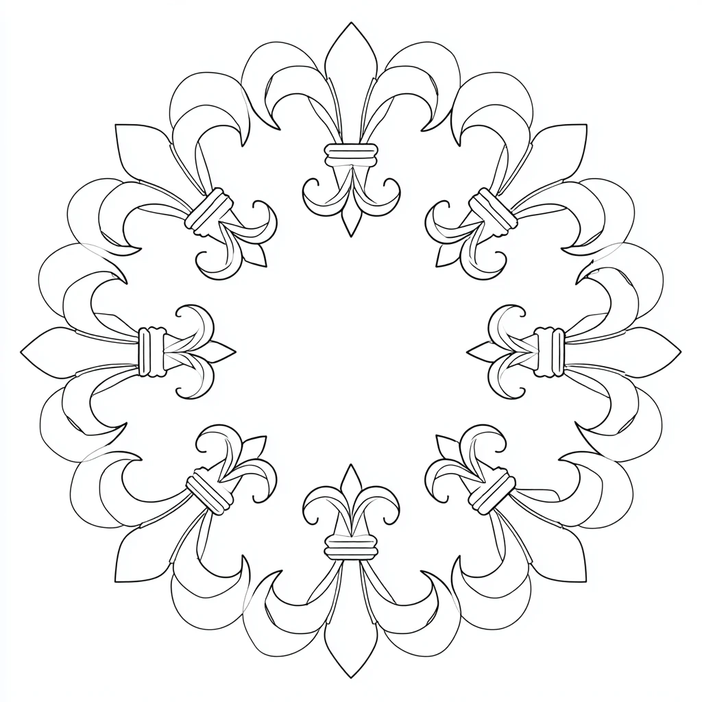 Dibujo de mandala decorativo de flores de lis para colorear Dibujo de mandala decorativo de flores de lis para colorear