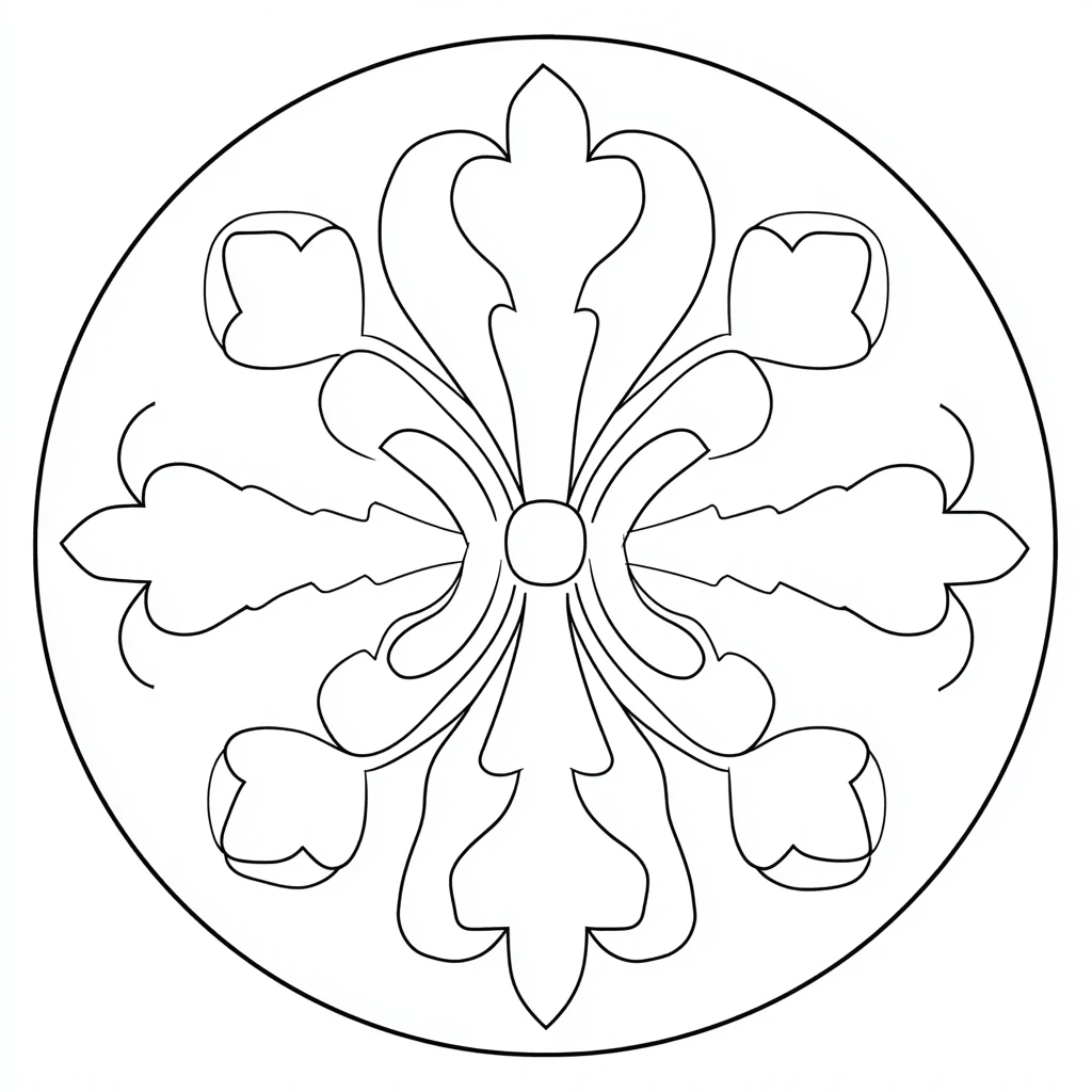 Dibujo de mandala de flor de lis cruciforme para colorear Dibujo de mandala de flor de lis cruciforme para colorear