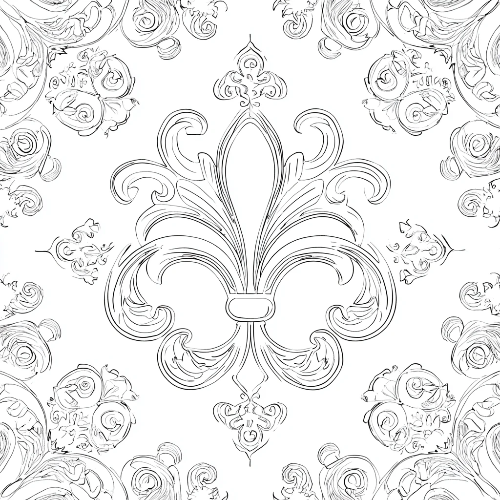 Dibujo de mandala de flor de lis con diseño barroco para colorear Dibujo de mandala de flor de lis con diseño barroco para colorear
