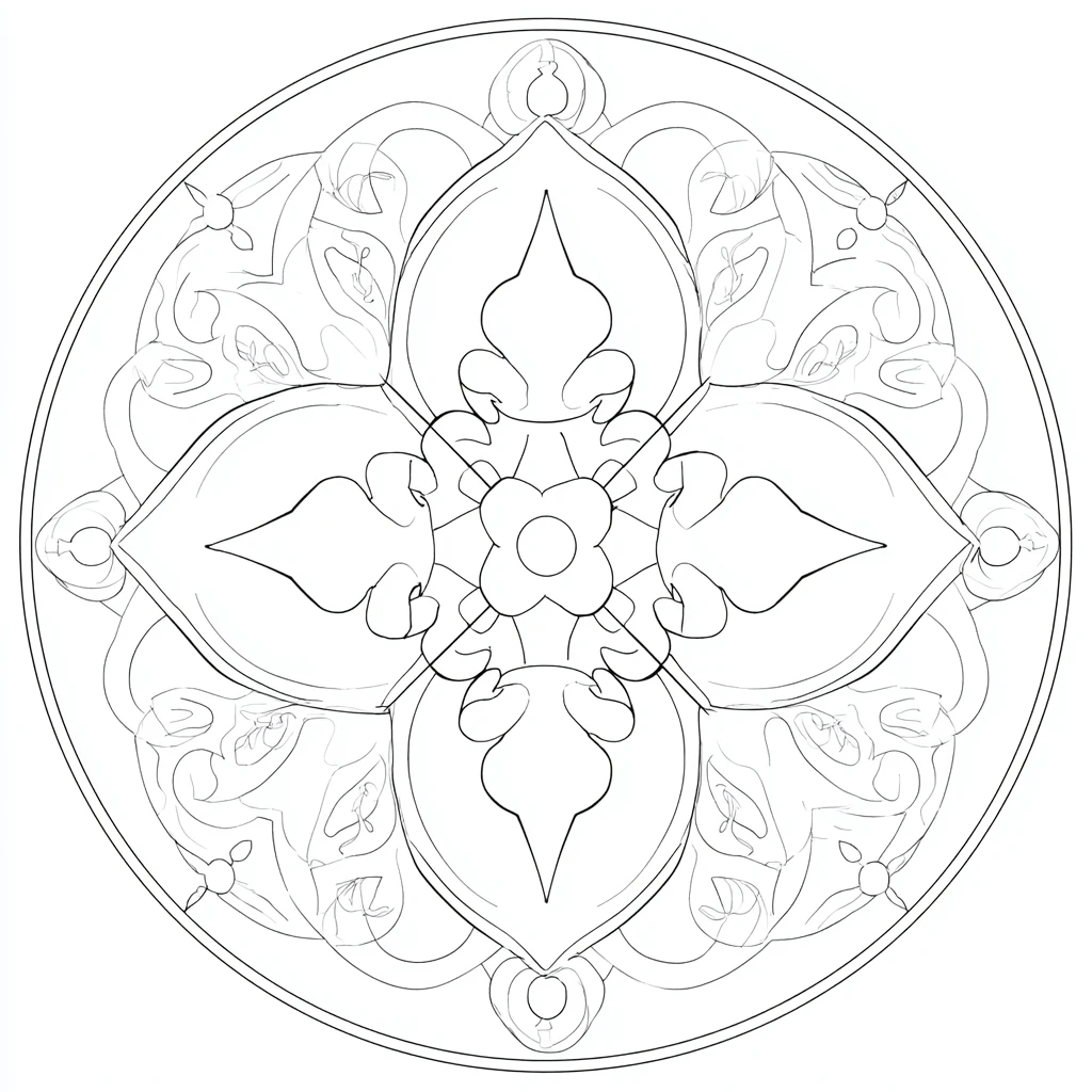 Dibujo de mandala de flor de lis de estilo ornamental para colorear Dibujo de mandala de flor de lis de estilo ornamental para colorear