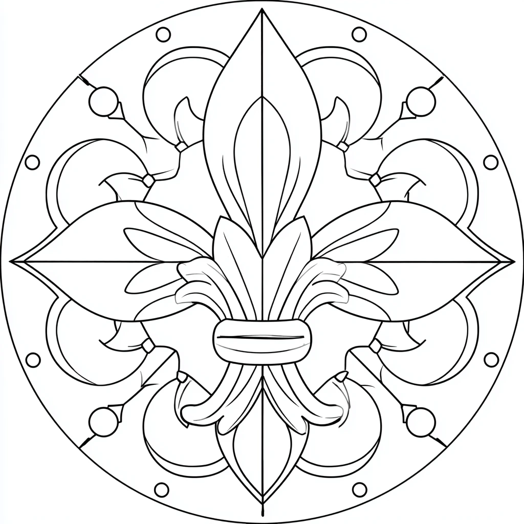Dibujo de mandala de flor de lis en forma de cruz para colorear Dibujo de mandala de flor de lis en forma de cruz para colorear