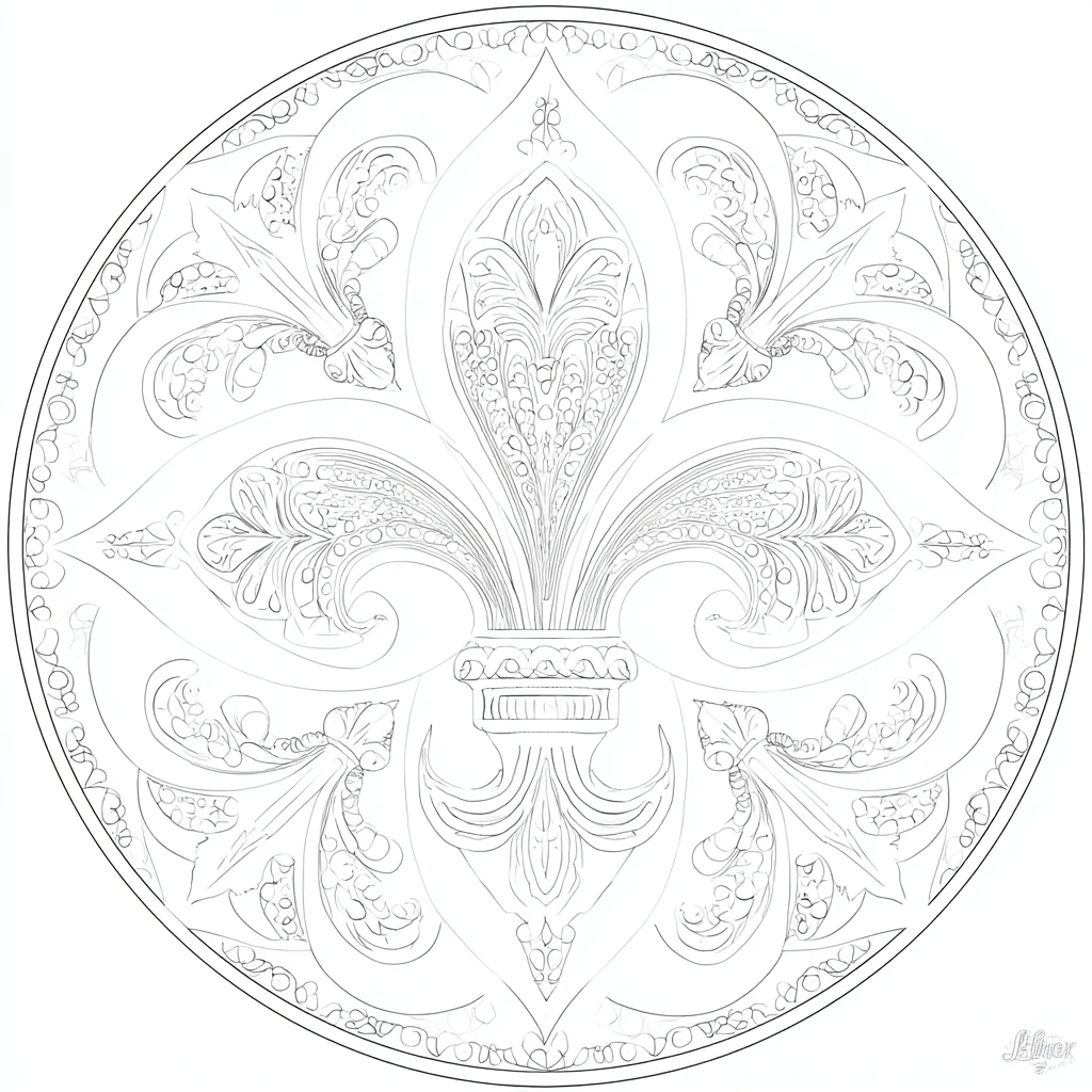 Dibujo de mandala embellecedor de flor de lis para colorear Dibujo de mandala embellecedor de flor de lis para colorear
