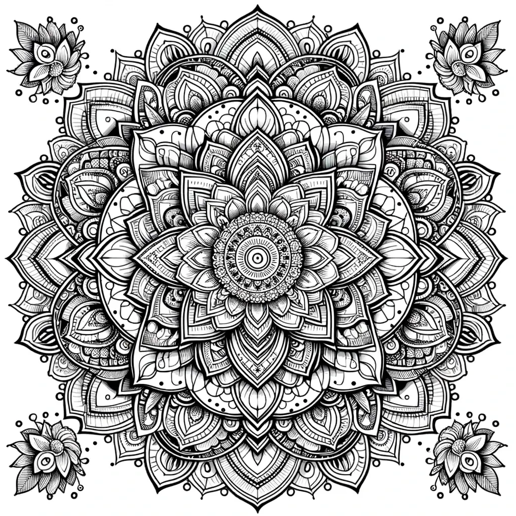 Dibujo de mandala budista de la flor de loto para colorear