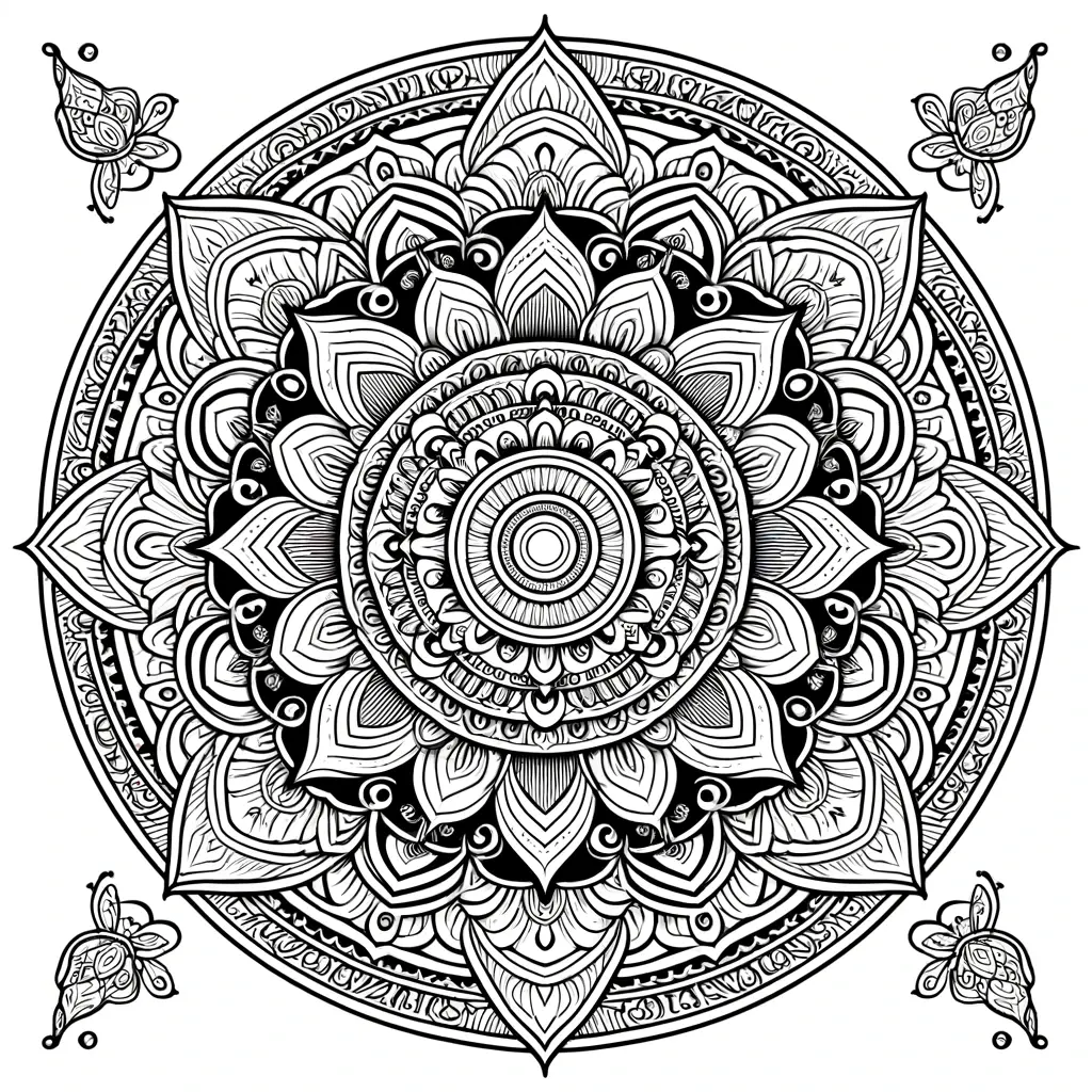 Dibujo de mandala budista de lotos y geometría para colorear
