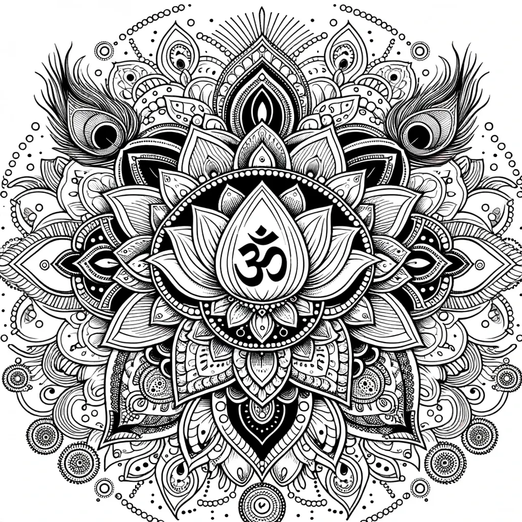 Dibujo de mandala budista de diseño meditativo para colorear