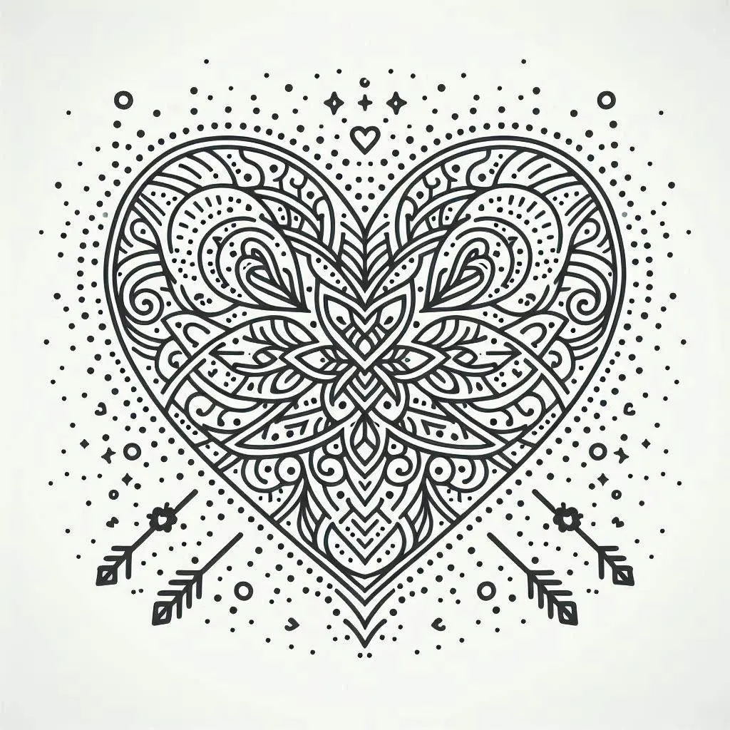 Dibujo de mandala tribal de corazones para colorear Dibujo de mandala tribal de corazones para colorear