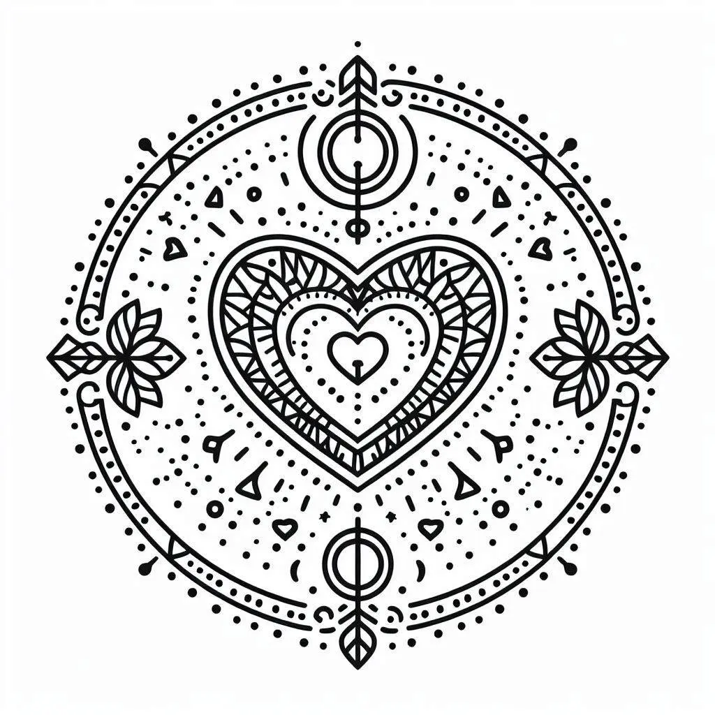 Dibujo de mandala de corazón ornamental para colorear Dibujo de mandala de corazón ornamental para colorear