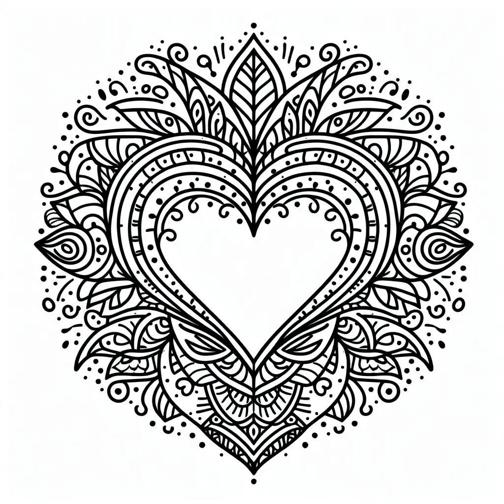 Dibujo de mandala del corazón sagrado para colorear Dibujo de mandala del corazón sagrado para colorear