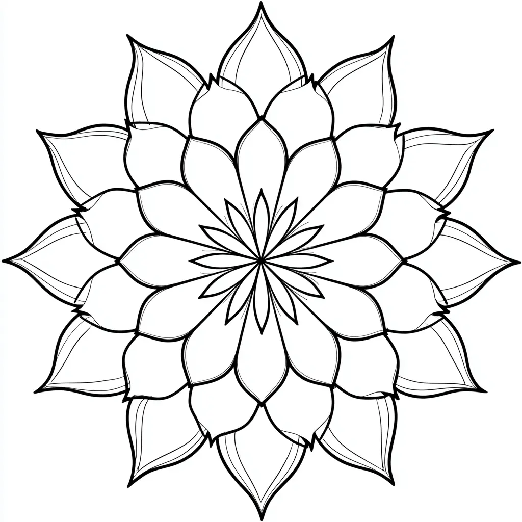 Dibujo de mandala fácil de pétalos de flor para colorear