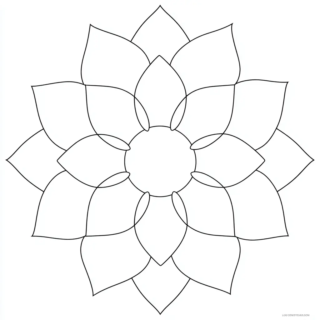 Dibujo de mandala fácil de flor geométrica para colorear