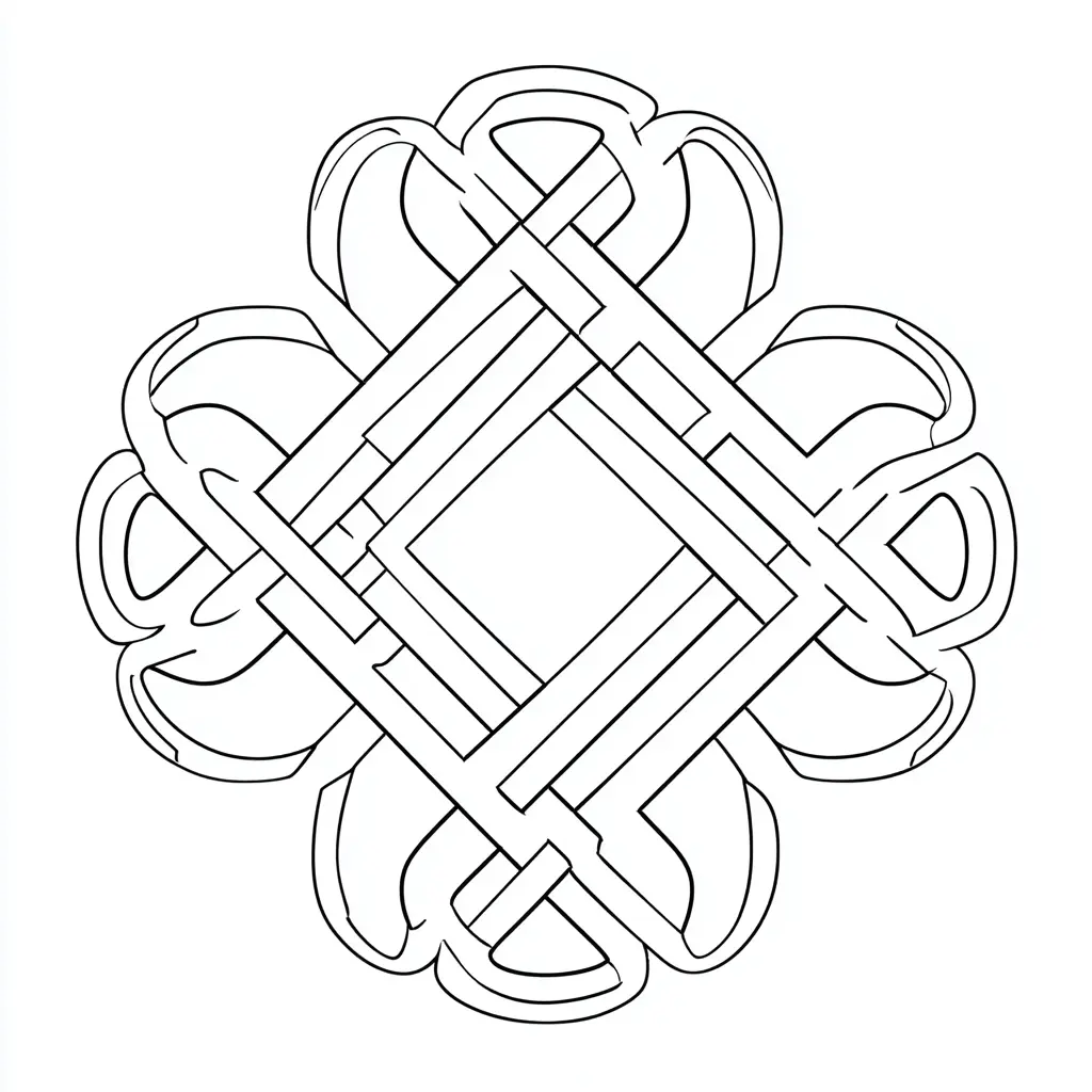 Dibujo de mandala fácil de nudo tibetano para colorear