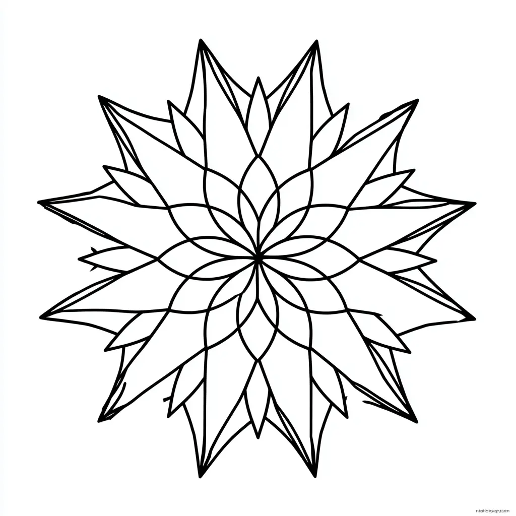 Dibujo de mandala fácil de estrella en forma de flor para colorear