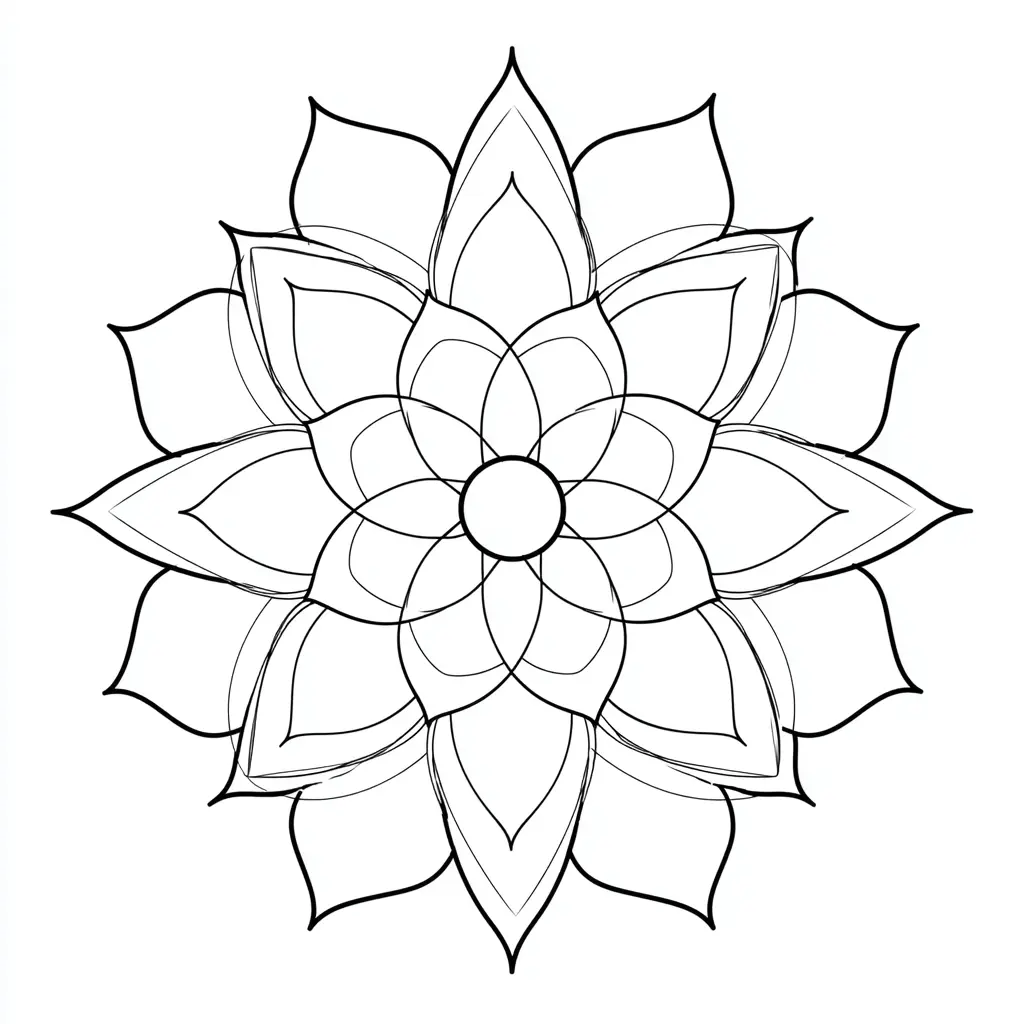 Dibujo de mandala fácil geométrico de flor para colorear