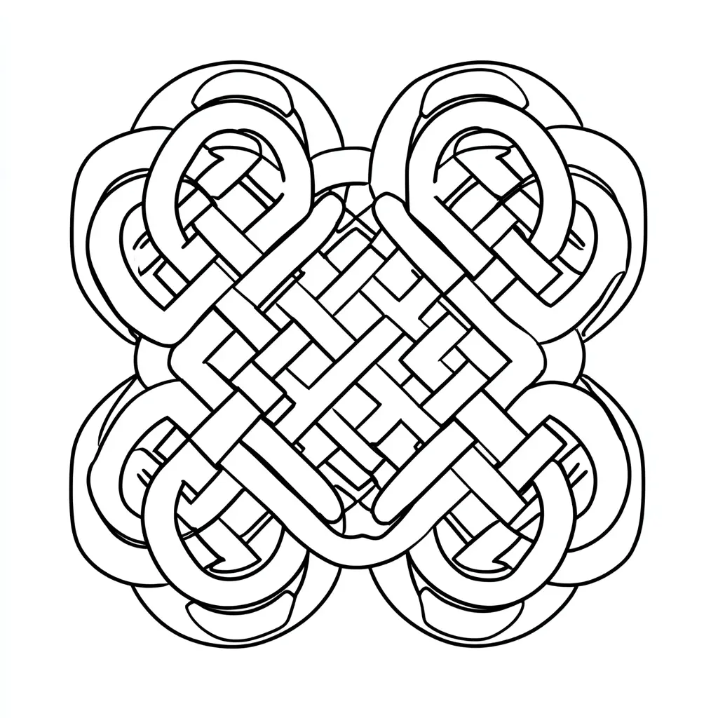 Dibujo de mandala fácil de nudo tibetano infinito para colorear