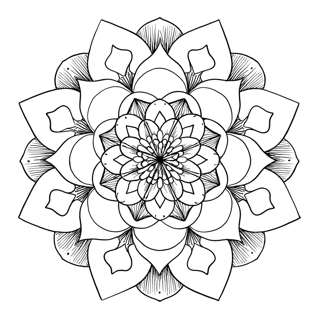 Dibujo de mandala de flor de loto de la sabiduría para colorear