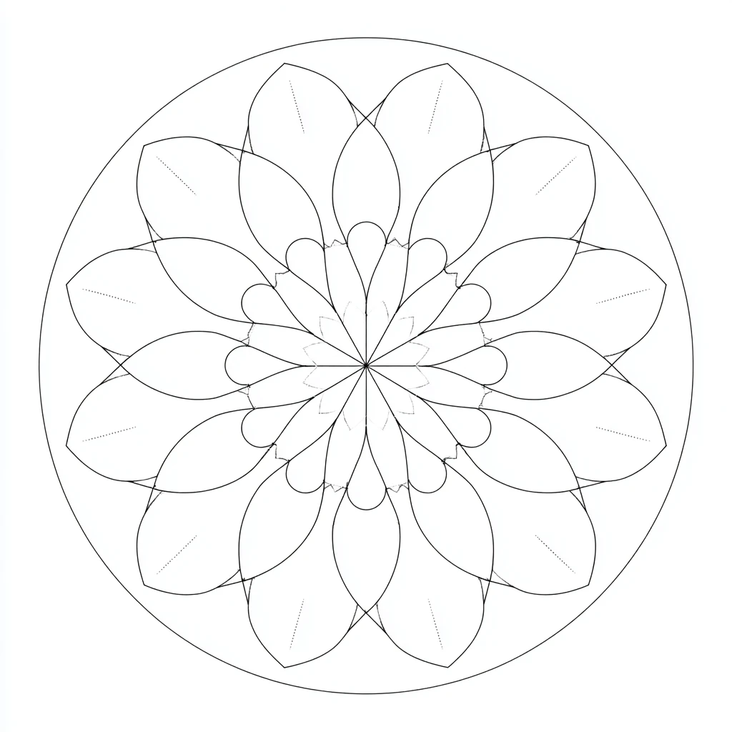 Dibujo de mandala de flor de loto geométrica para colorear