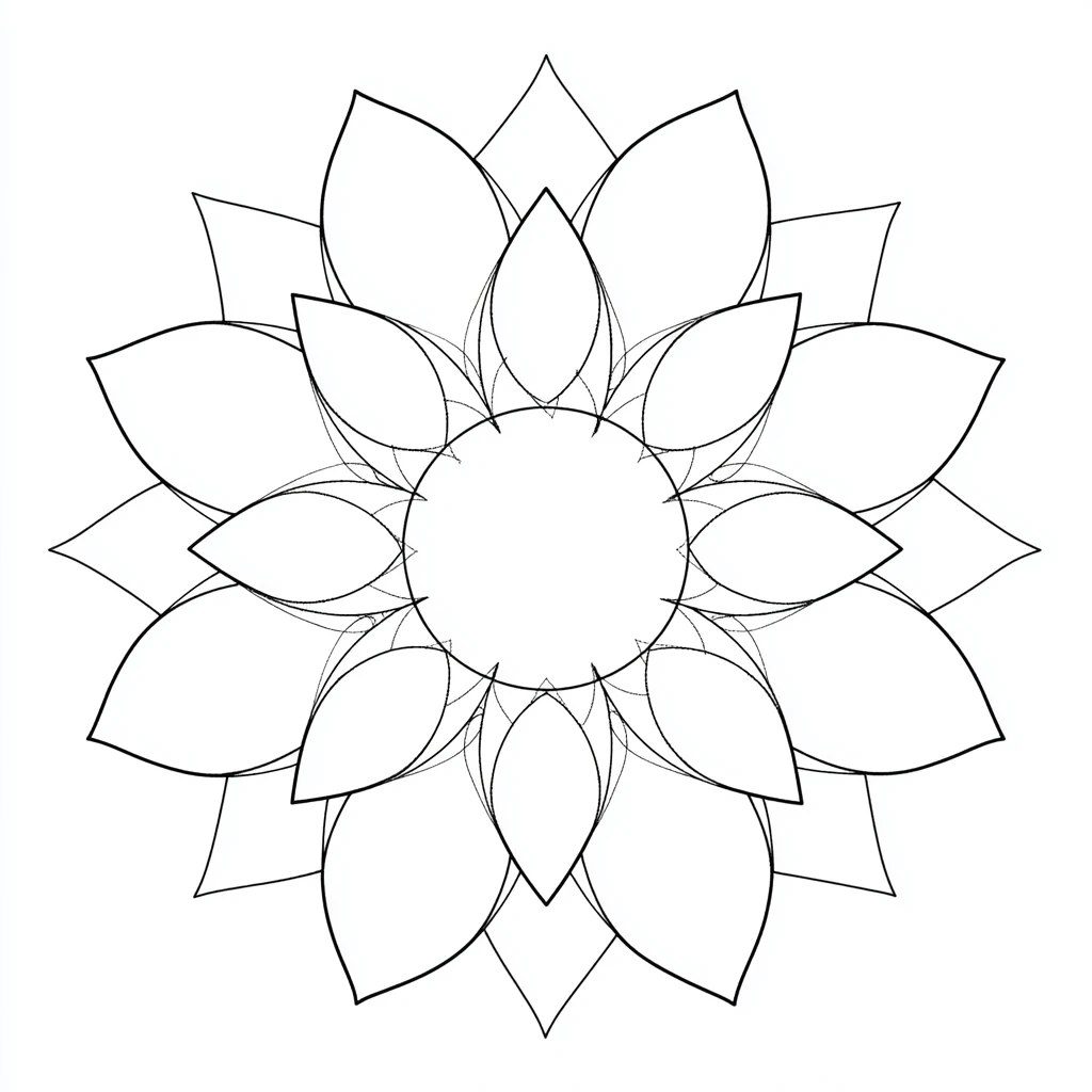Dibujo de mandala de flor de loto indio para colorear