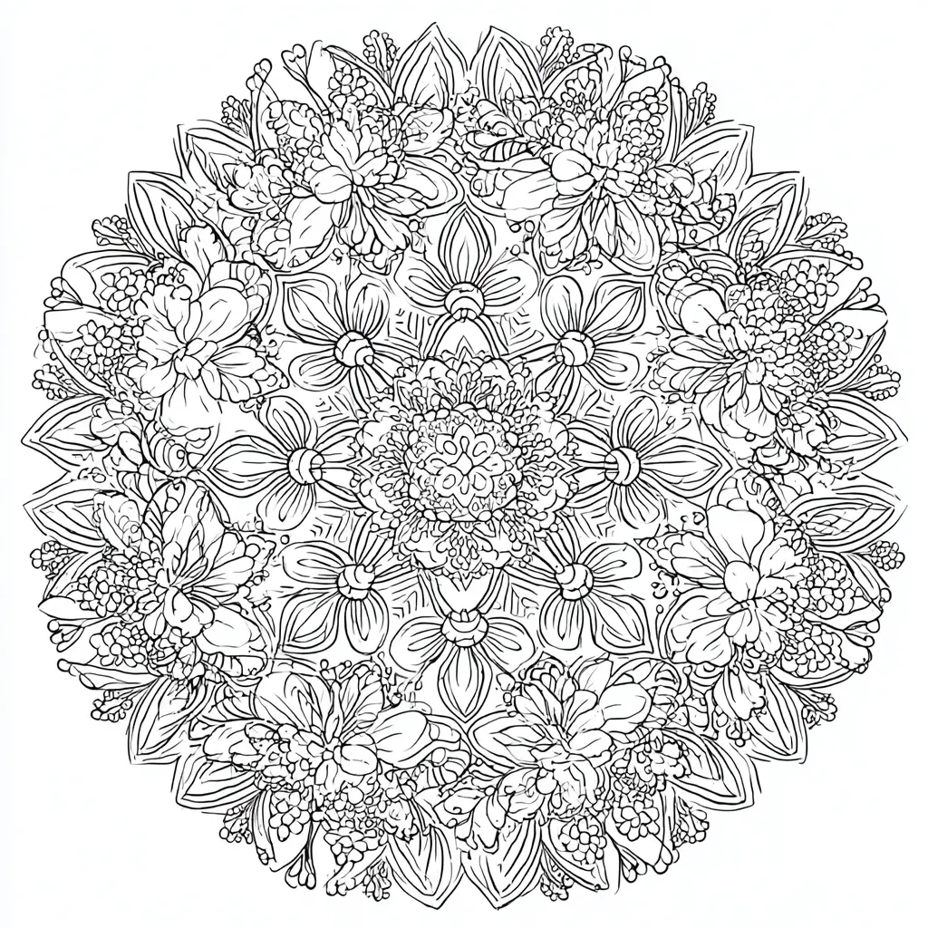 Dibujo de mandala de centro de flores para colorear Dibujo de mandala de centro de flores para colorear