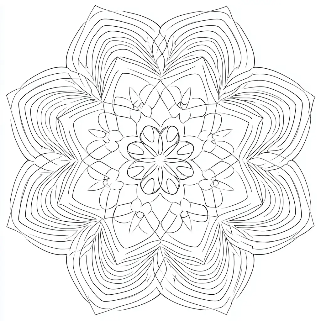 Dibujo de mandala floral con forma geométrica para colorear Dibujo de mandala floral con forma geométrica para colorear