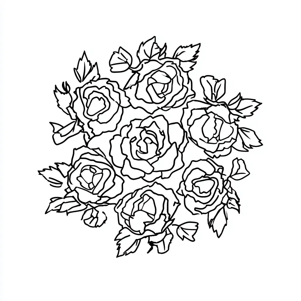 Dibujo de mandala floral de contorno de rosas para colorear Dibujo de mandala floral de contorno de rosas para colorear