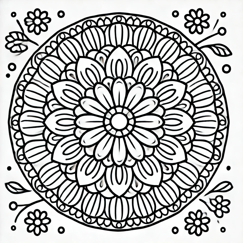 Dibujo de mandala infantil de pétalos de flores para colorear Dibujo de mandala infantil de pétalos de flores para colorear