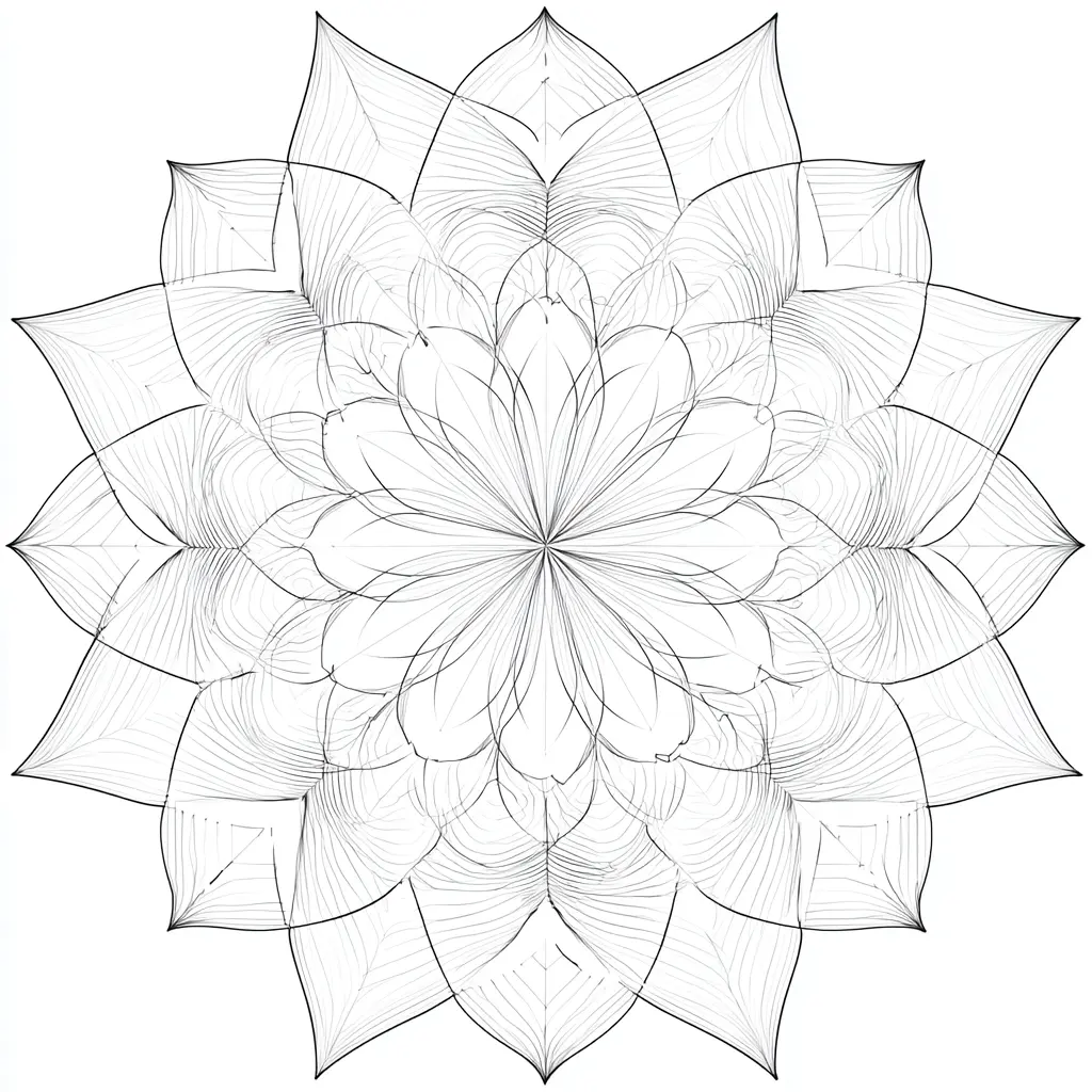 Dibujo de mandala de flor y pétalos de loto para colorear Dibujo de mandala de flor y pétalos de loto para colorear
