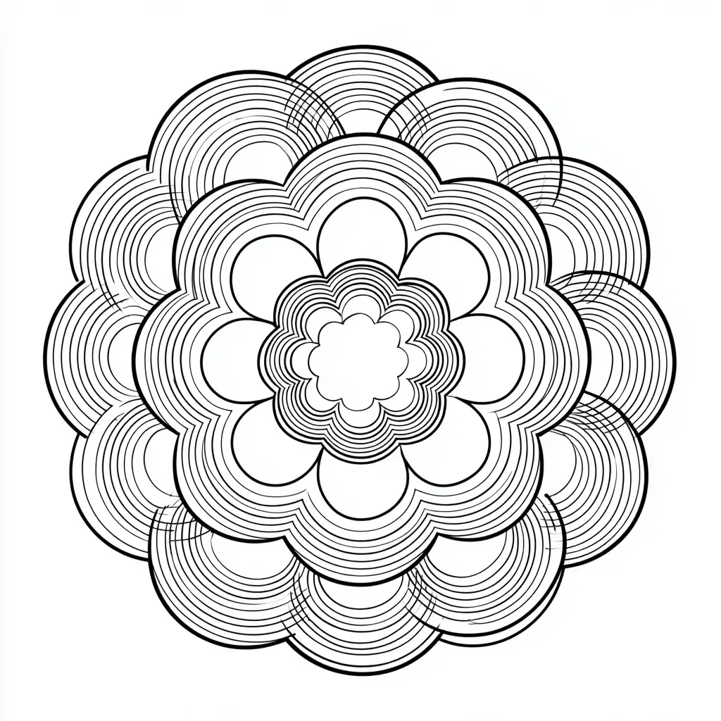Dibujo de mandala geométrico de flores circulares para colorear Dibujo de mandala geométrico de flores circulares para colorear