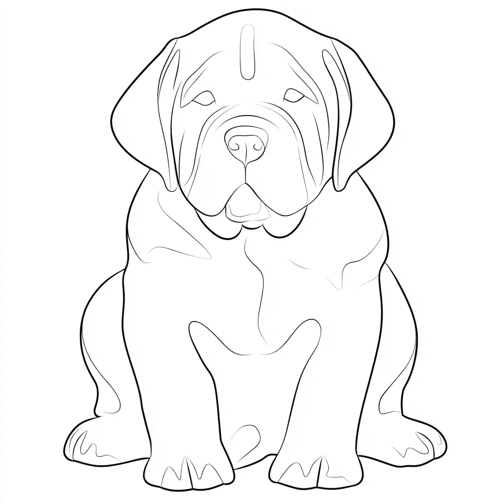 Dibujo de contorno detallado de mastín para colorear Dibujo de contorno detallado de mastín para colorear